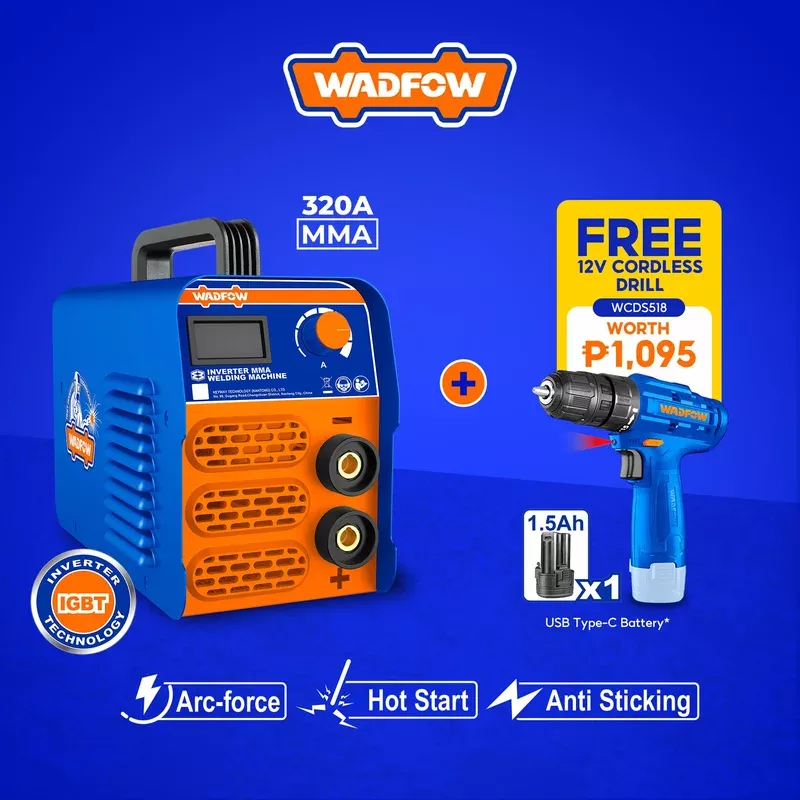 [Free Cordless Drill] Wadfow Inverter MMA 320A / 350A Welding Machine IGBT