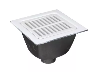 Zurn FD2375 12" x 12" x 6" Deep, 4" No-Hub Body Floor Sink w/ Half Grate